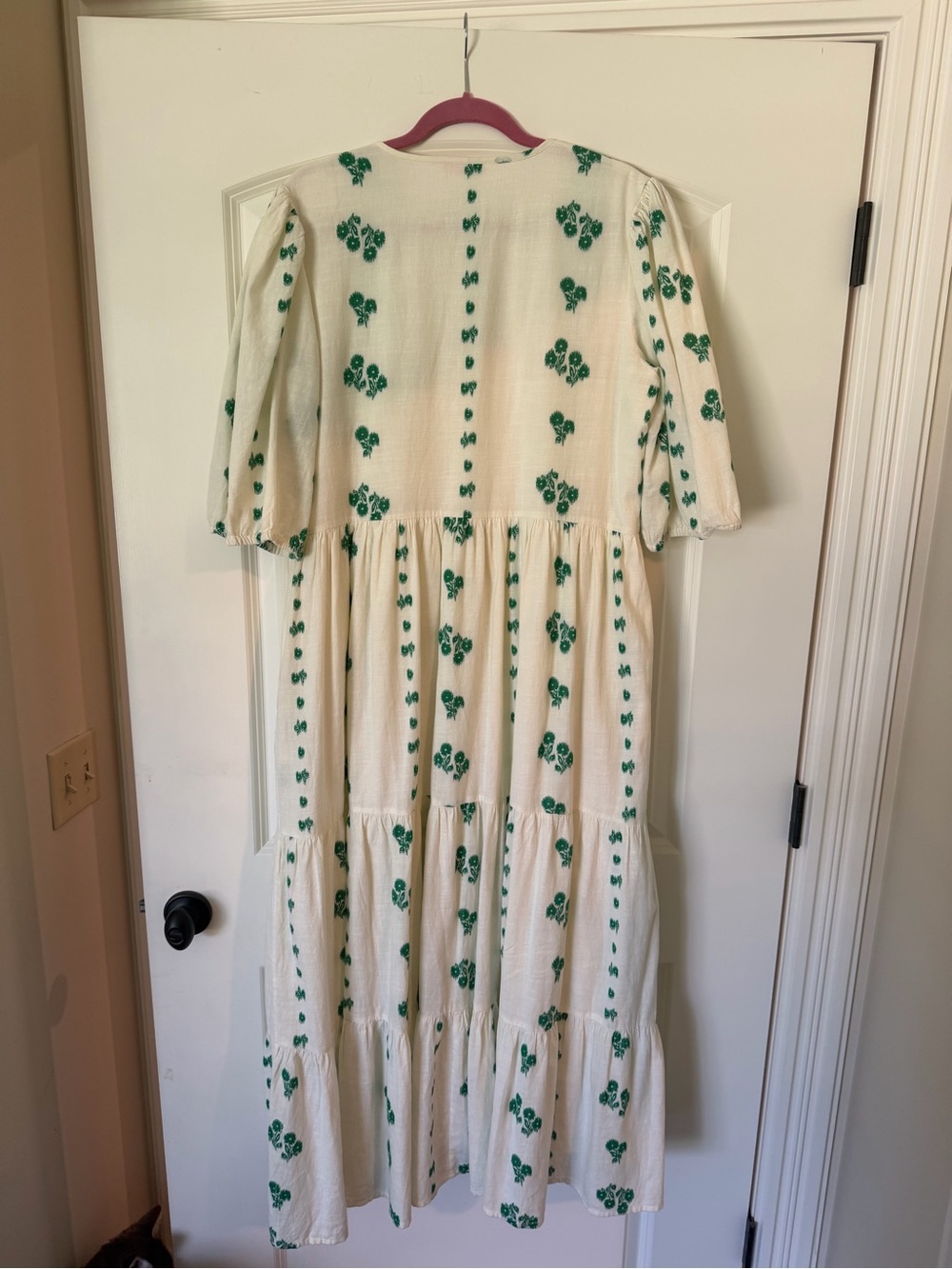 Oliphant Cream Maxi Dress with Green Floral Print - Picture 6 of 7